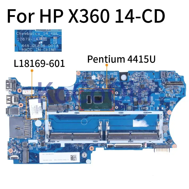 

For HP X360 14-CD Pentium 4415U Notebook Mainboard L18169-601 17879-1A 448.0E808.001A DDR4 Laptop Motherboard