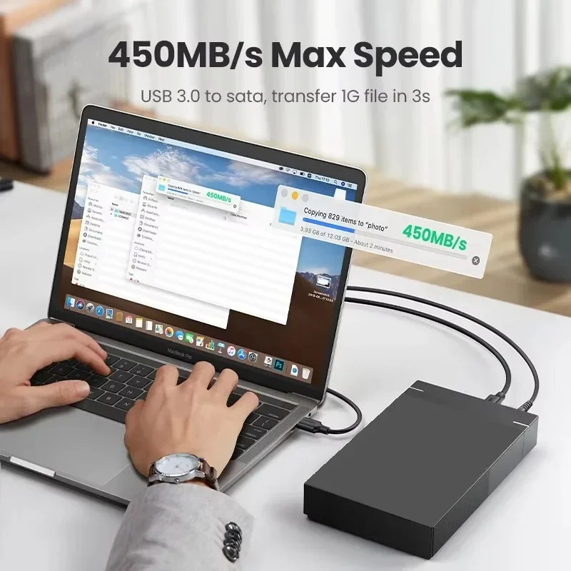 5GB 3.5 IN HDD Case USB 3.0 to SATA External Hard Drive Reader Support 10TB Hard Drive Enclosure High Speed Adapter for PC Lapop