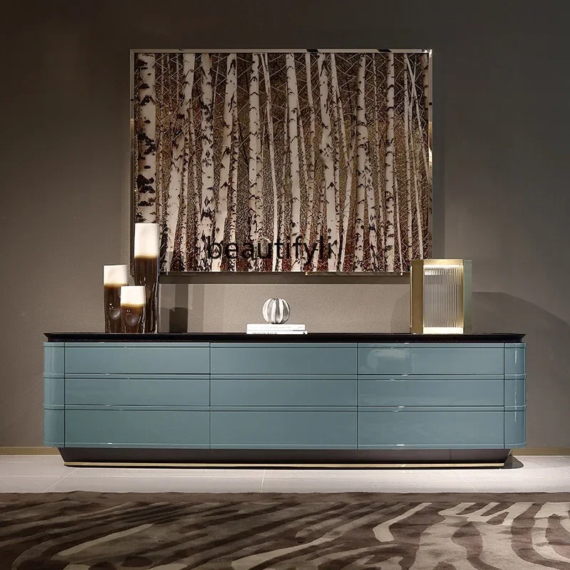 

S TV cabinet Italian light luxury bedroom household storage locker minimalist side cabinet