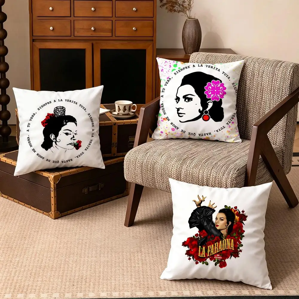 Celebrity-Lola FloresS Cushion Cover Soft Velvet Cushion Cover Set 4Pcs 50x50 45x45 Zipper Pillowcase for Home Decor