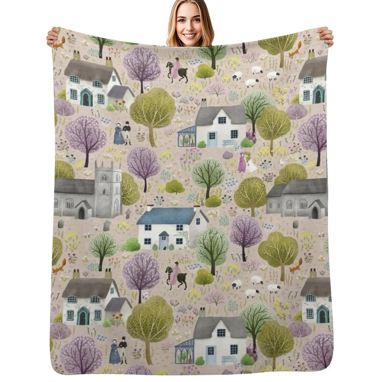 

English Cottages Throw Blanket Lightweight Cozy Blanket for Bed Sofa