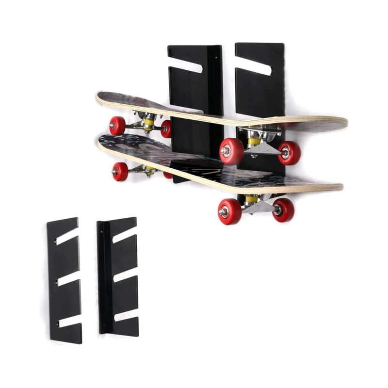 Skateboard Wall Mount Display Rack,Skateboard Shelf With Three-Layer, Skateboard Storage Hanger For Home Or Garage 1Pair Durable