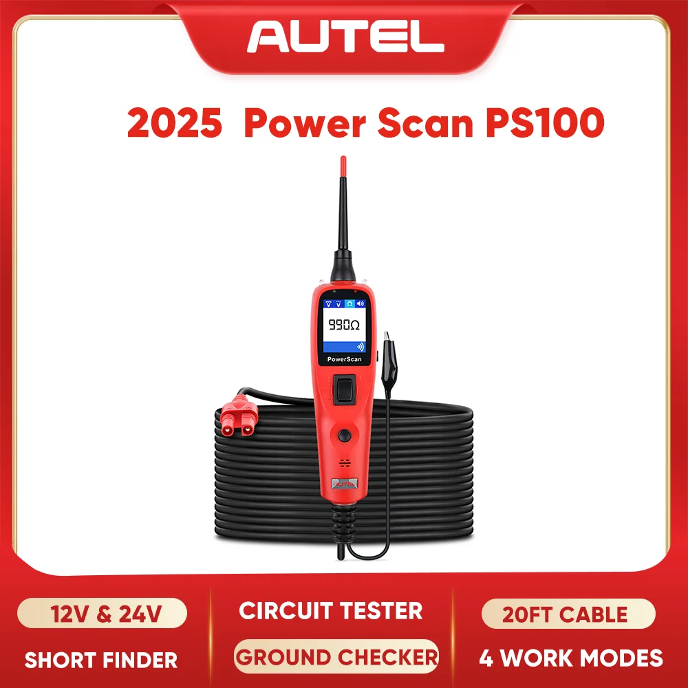 Autel Power Scan PS100 Automotive Circuit Tester Electrical Test Probe Kit 12V/24V Car Diagnostic Auto Repair Tools 2023