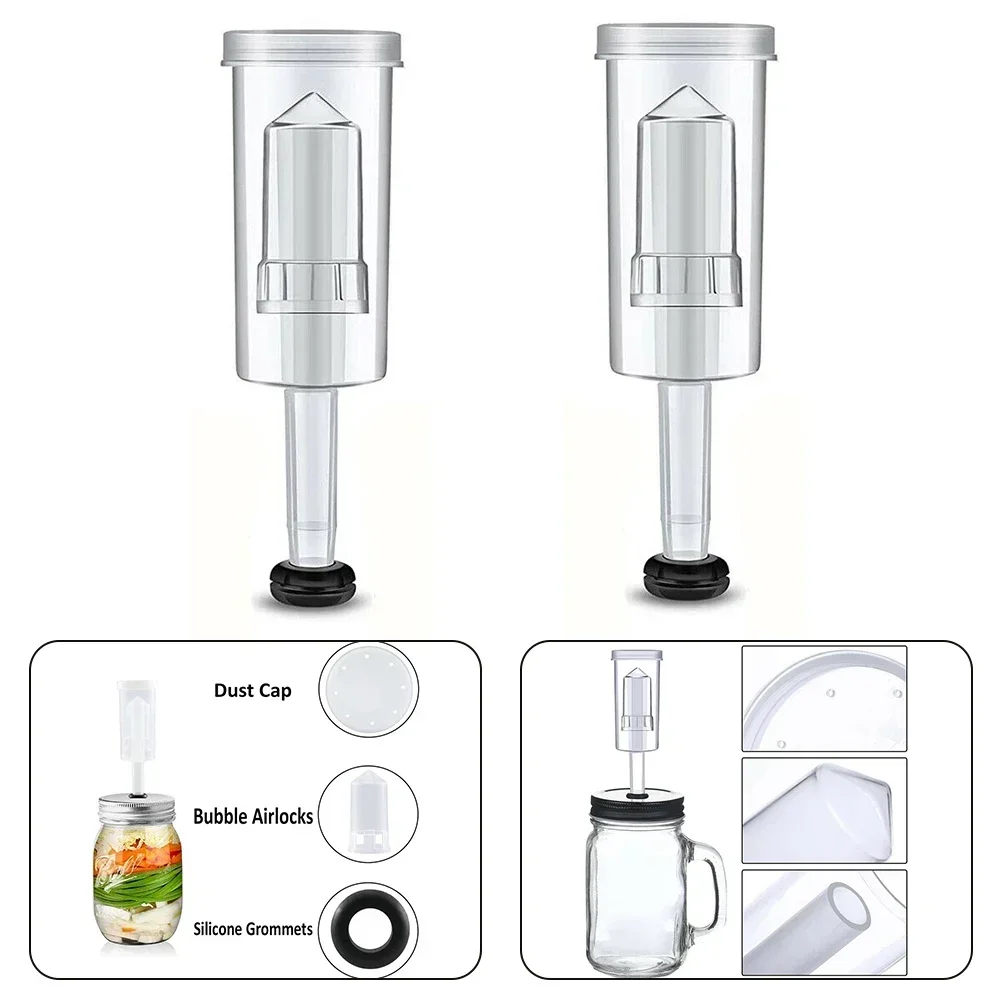 2pcs Brewing Air Lock Brewing Barrel Exhaust Valve Fermentation Wine Beer Making Water Sealed Check Valve Three-Piece Airlock