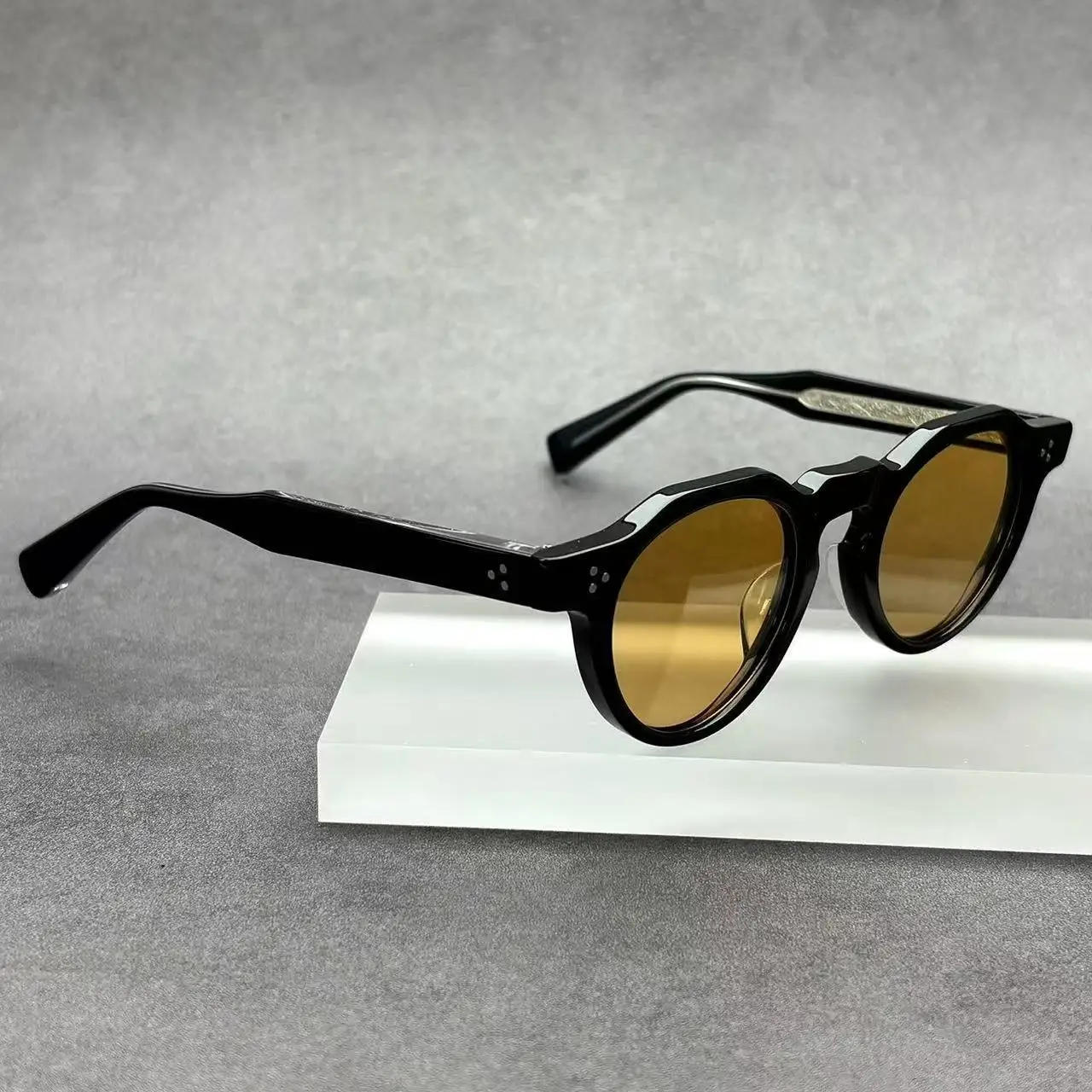 

Personality retro thick frame polygon sunglasses female light night vision sunglasses male UV - proof driving glasses