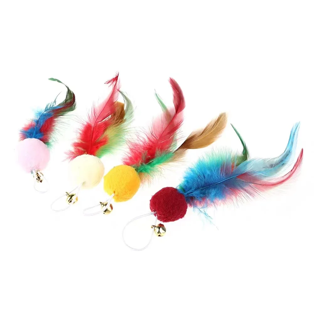 10 Pcs Cat Toys with Soft Ball Feathers Replacement Head Cat Feather Teaser Wand Ball Toy for Interactive Cat Kitten Toy Wands