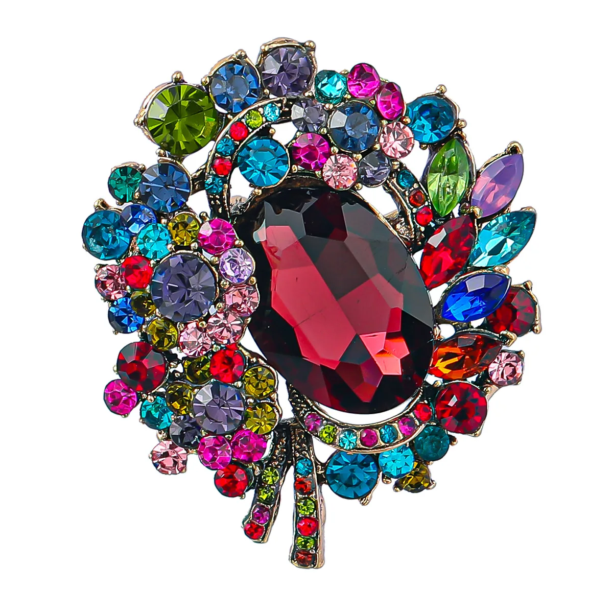 SKEDS Luxury Big Size Women Colorful Rhinestone Badges Brooch Exaggerated Decoration Boutique Shiny Jewelry Accessories For Lady