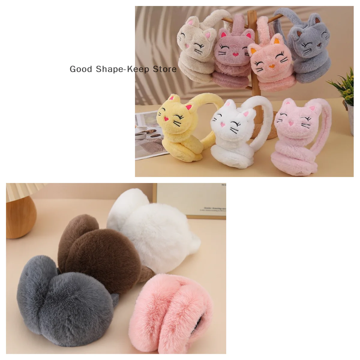 1PC Korean Version Autumn And Winter Plush Warm Earmuffs, Plush Cute Cartoon Cat Earmuffs Protect Ears From Cold