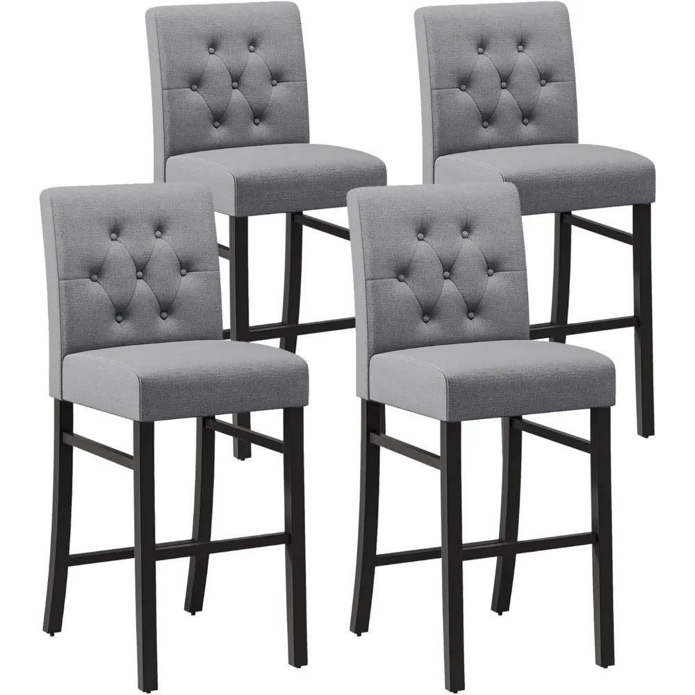 

30" Counter Height Bar Stools Set of 4 & 2 with Back Fabric Barstools Bar Height Upholstered Button Tufted Bar Stool Modern High