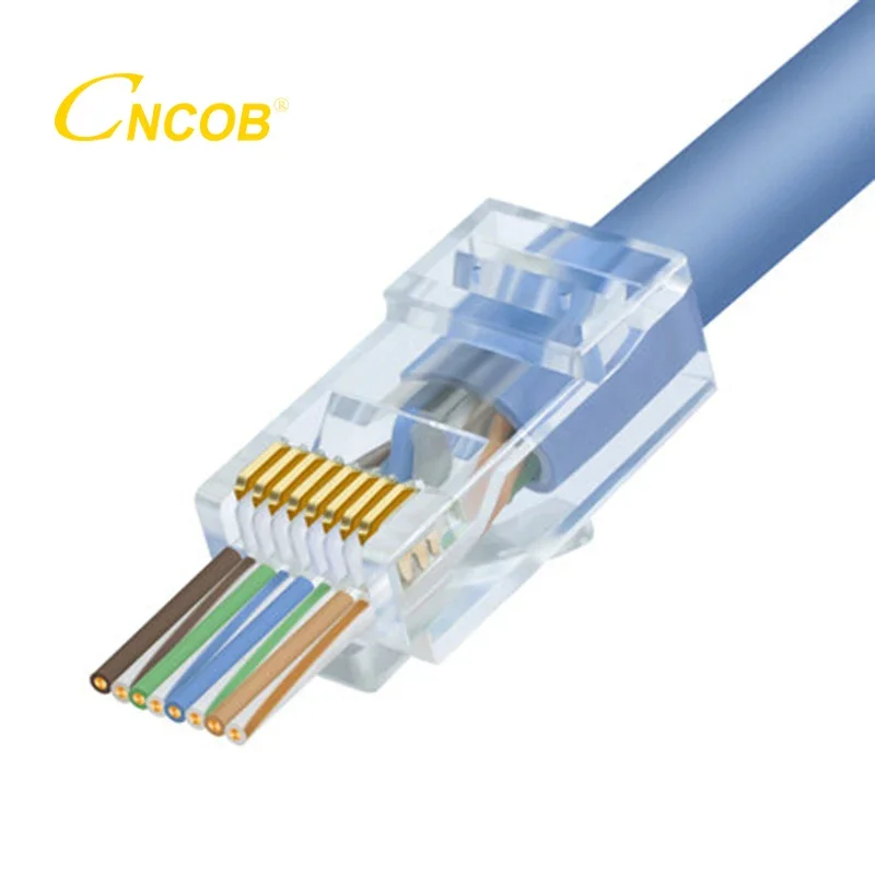 Разъем CNCOB RJ45, сквозная сетевая вилка UTP, концы RJ-45 для стандартной кабельной линии 24awg, 26awg, диафрагма Ø = 1,1 мм