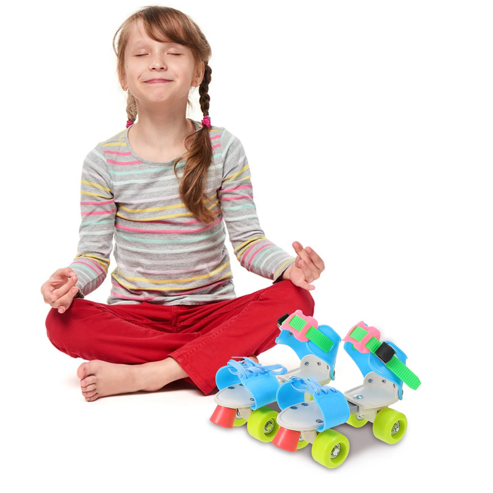 

1 Pair Roller Skates Adjustable Beginner Training Skating Shoes Outdoor Lightweight Comfort Double Row Skate Shoe For Sport