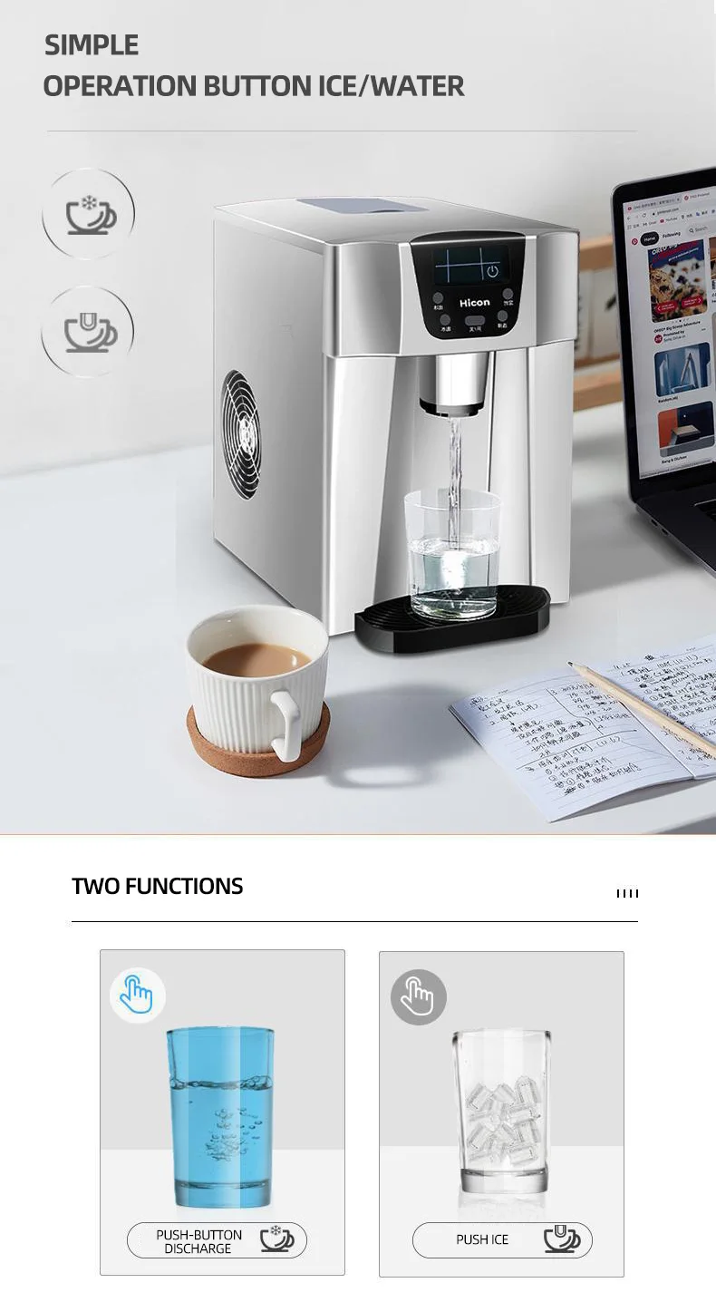 موزع المياه المنزلية ماكينة صنع الثلج الأوتوماتيكية بالكامل ماكينة شرب المياه ماكينة صنع الثلج على سطح المكتب