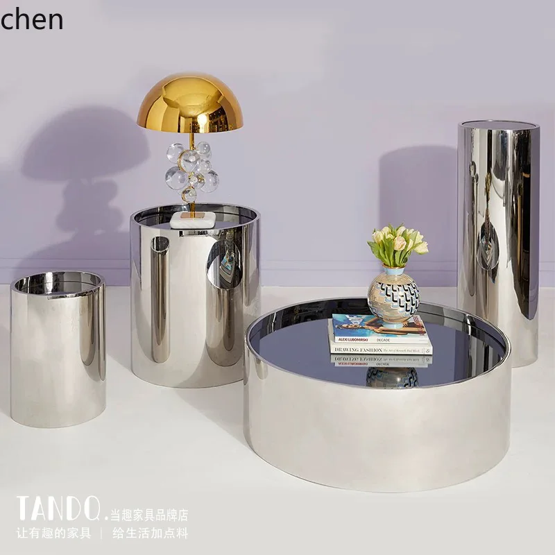 CZ Stainless Steel Round Coffee Table for Living Room Model Room Clubhouse Display Round Table Metal Coffee Table