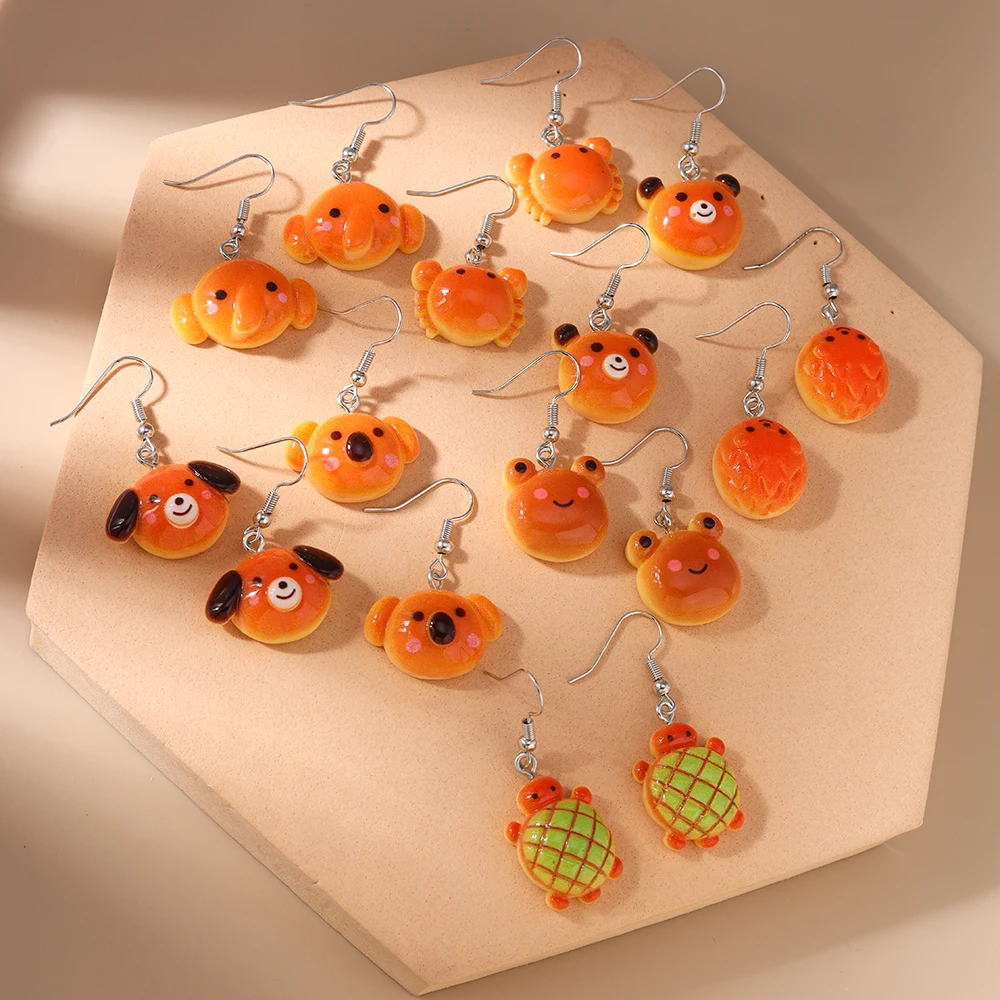 Aihua 10 Stück niedliche Cartoon-Tier-Kuchen-Brot-Ohrringe-Set, Acryl, Simulation von Lebensmitteln, Ohrringe für Frauen und Kinder, trendiger Schmuck, Geschenke – Detail 4