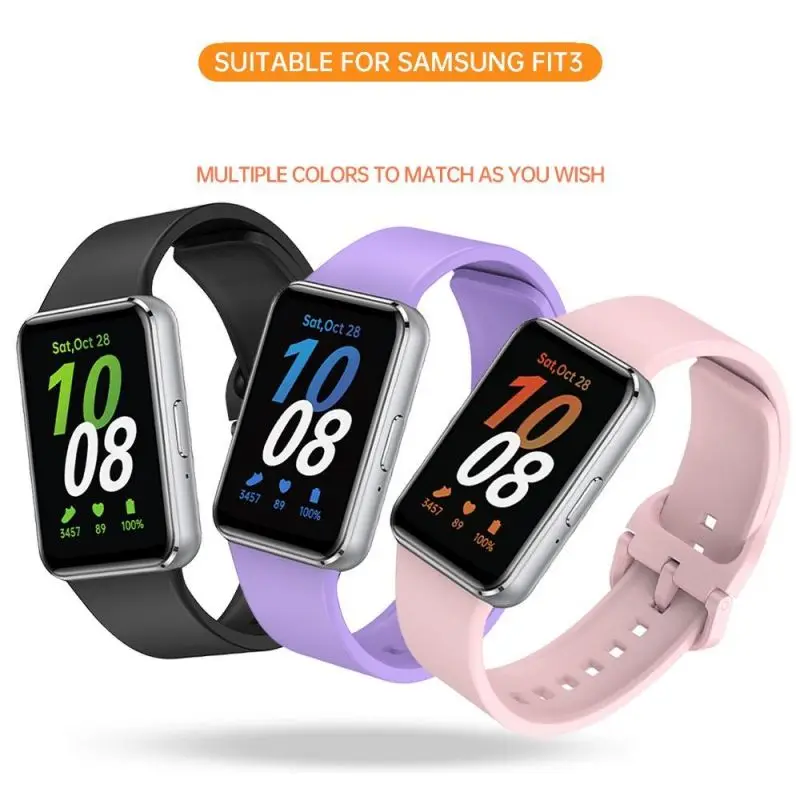 Силиконовый ремешок для смарт-часов Samsung Galaxy Fit 3, сменный Браслет для часов, аксессуары для корпуса Fit3, спортивный ремешок на запястье