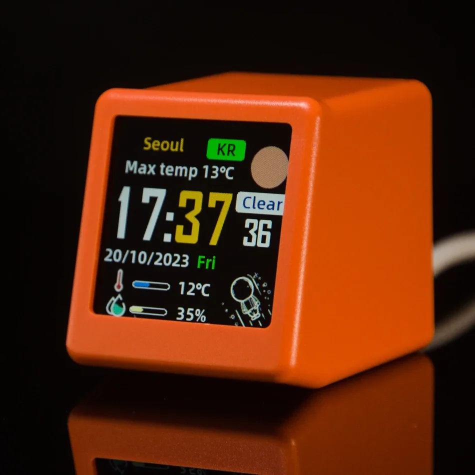 5A@GeekMagic Super Cool Mini WiFi Desktop Weather Digital Clock Station with IPS LCD Screen Gadget for Decoration image 4