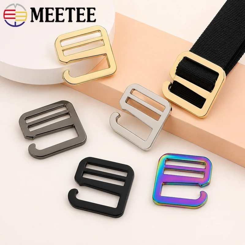 

5/10Pcs 20-50mm Metal G Hook Buckle Tri Glide Strap Adjuster for Shoulder Bag Webbing Belt Garment Slider Ring DIY Accessory Set