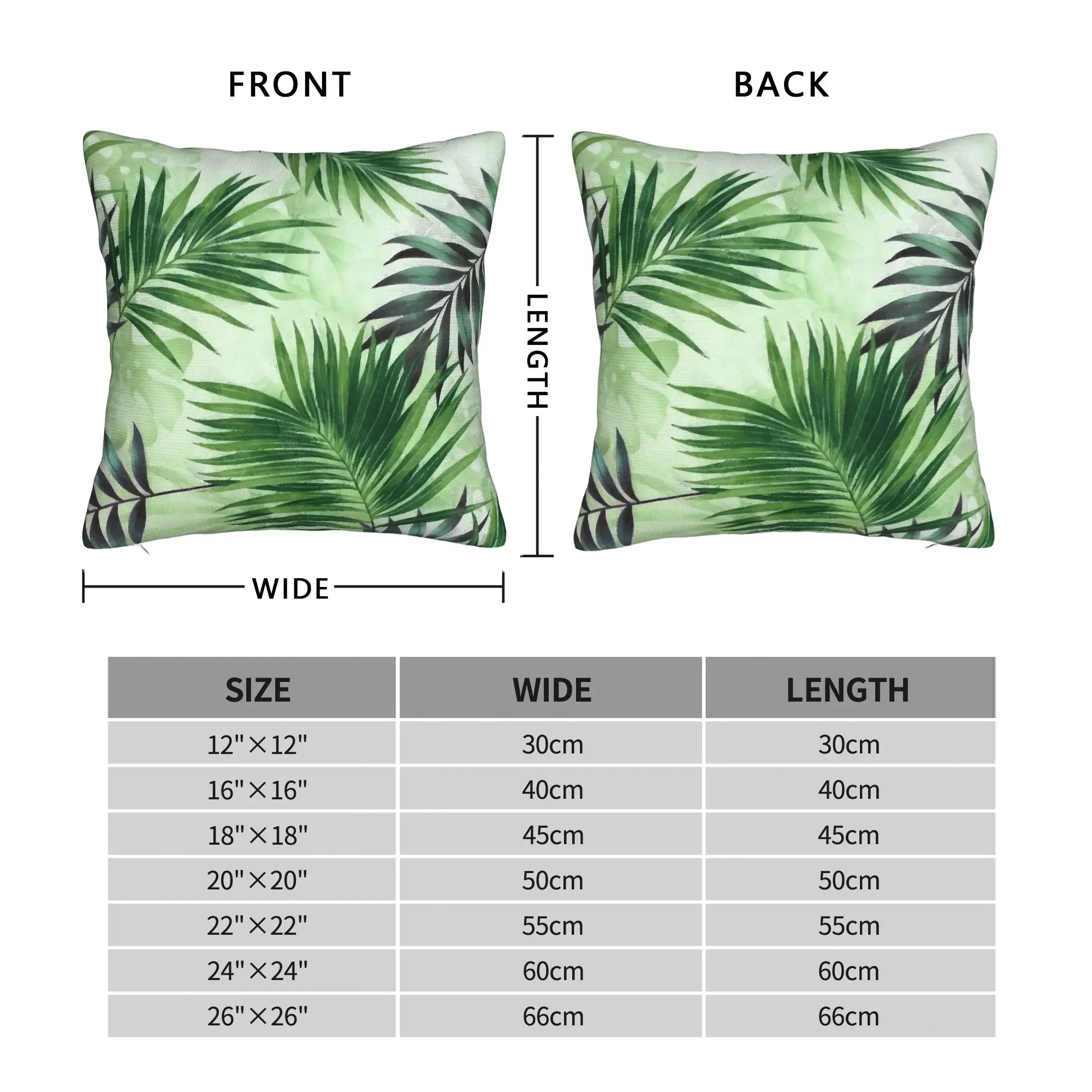 Palm Leaves Tropical Pillowcase Polyester Cushion Cover Decor Hawaiian Exotic Pillow Case Cover Home Zipper 45*45cm