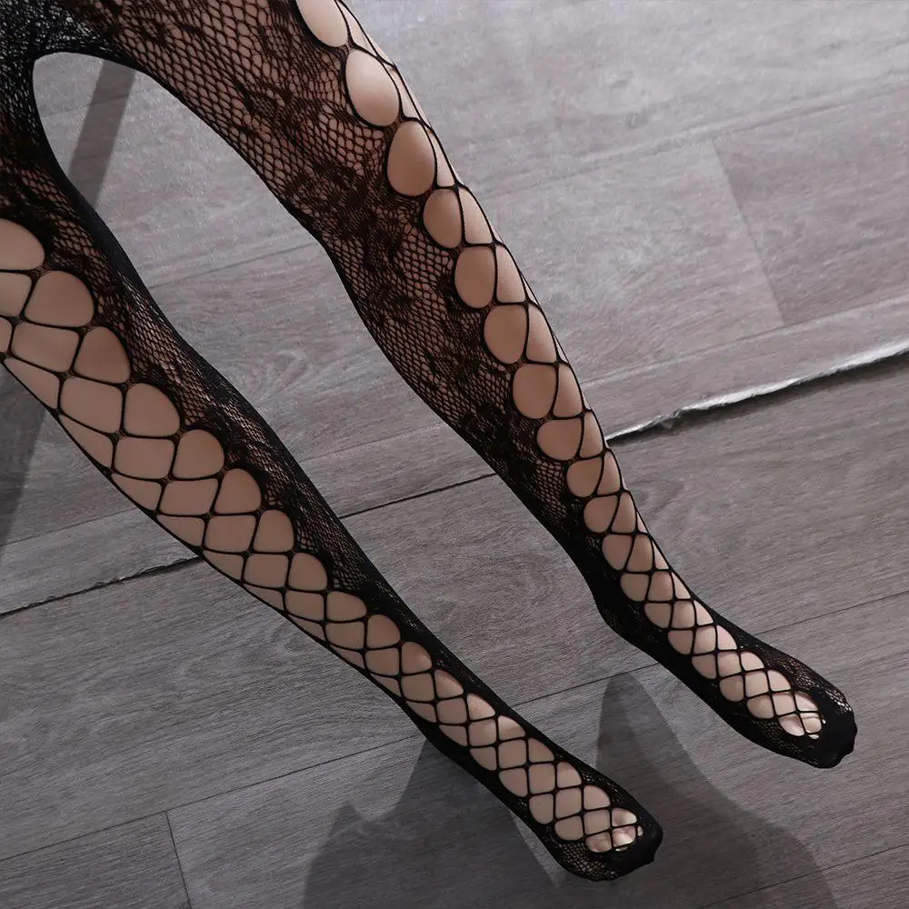 

Breathable Nightclub Dress Up Sexy Lolita Mesh Hollow Lace Tights Female Stockings Fishnet Stockings Rose Pattern Pantyhose