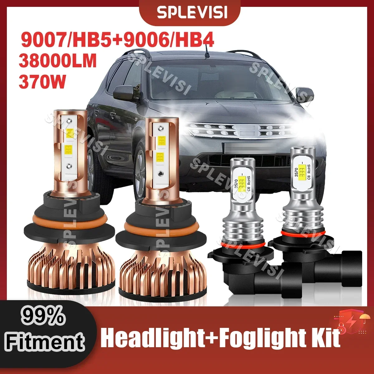 

Superior CSP Chips LED Headlight 9007/HB5 High Low Beam+9006 Foglamp Combo Bulbs For Nissan Murano 2003 2004 2005 2006 2007 2008