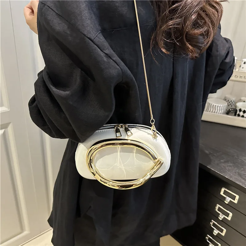 

Chic 2025 Women's Crossbody Bag, Luxury PU Leather with Metallic Chain, Multi-Functional Clutch Shoulder Bag for Dating​