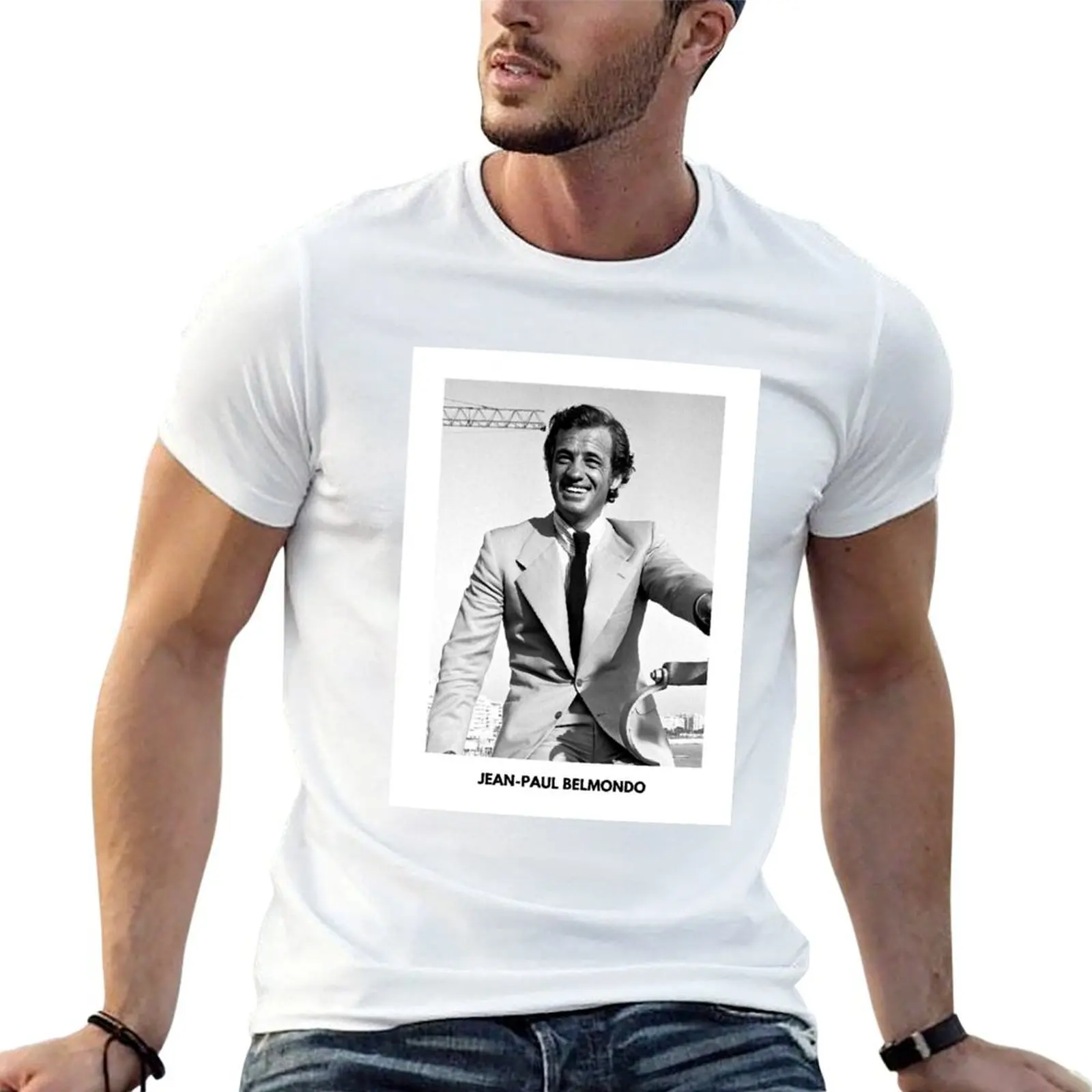 Camiseta Portrait - Jean-Paul Belmondo, camiseta para hombre, camisetas de algodón de verano, camiseta de alta calidad para hombre