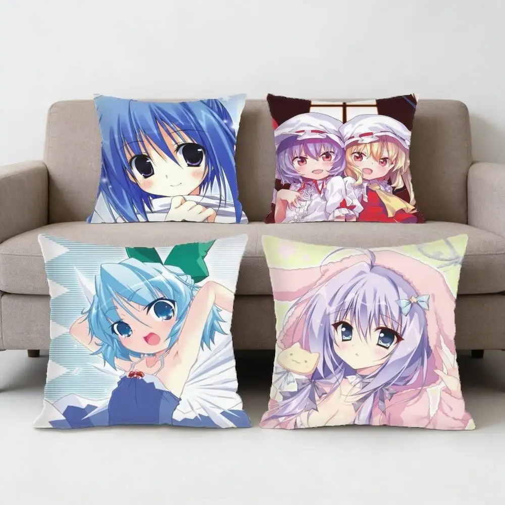

TOUHOU Project Cirno Cute Anime Girl Pillow Case Sofa Living Room Bedroom Headboard Backrest Cushion Square Cushion Nap Time