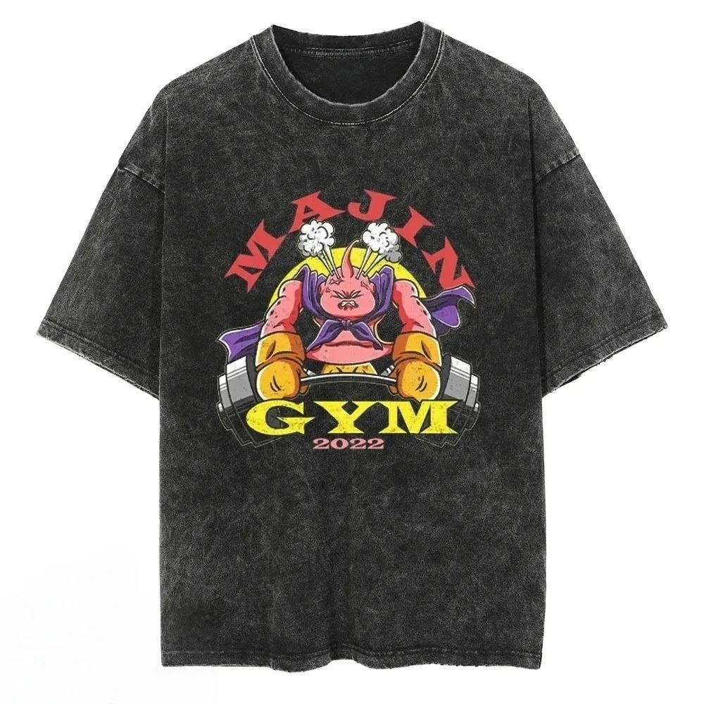 2026 Sommer Dragon Ball Super Retro T-Shirt Herren Gewaschene Baumwolle Oversize Goku & Vegeta Blau Bedruckt Lässig Unisex Verfügbar Y2k