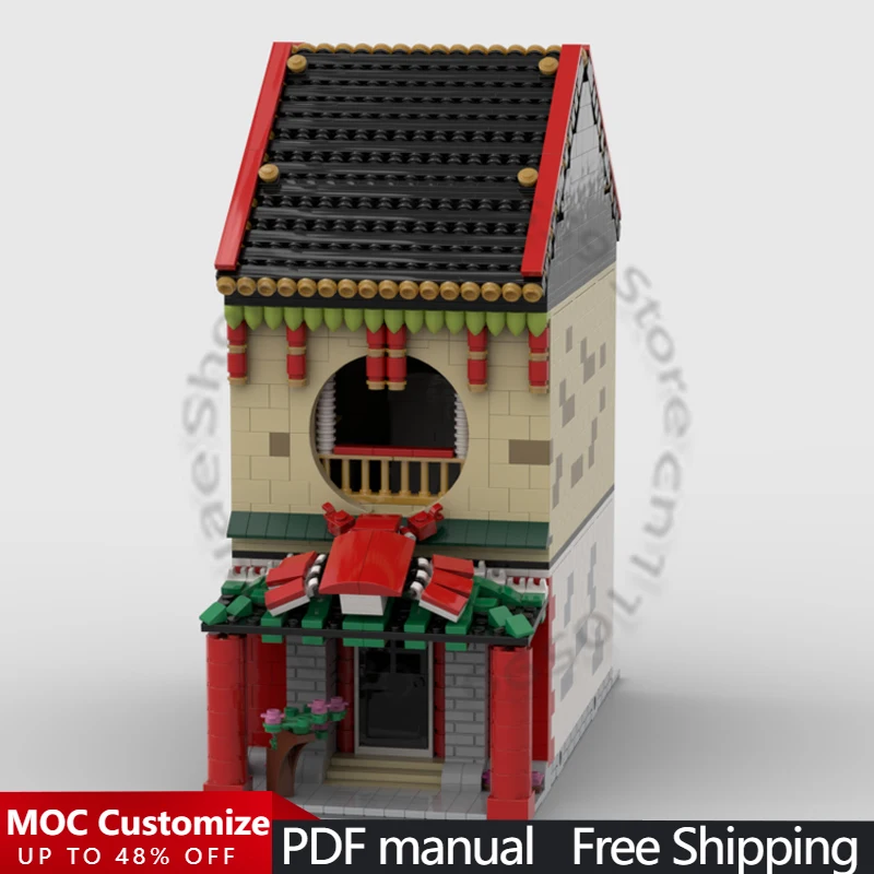2486 PCS Building Brick Modular Chinese Restaurant MOC Customize Modular Building Block Kids Creative DIY Boy Festival Toy Gift