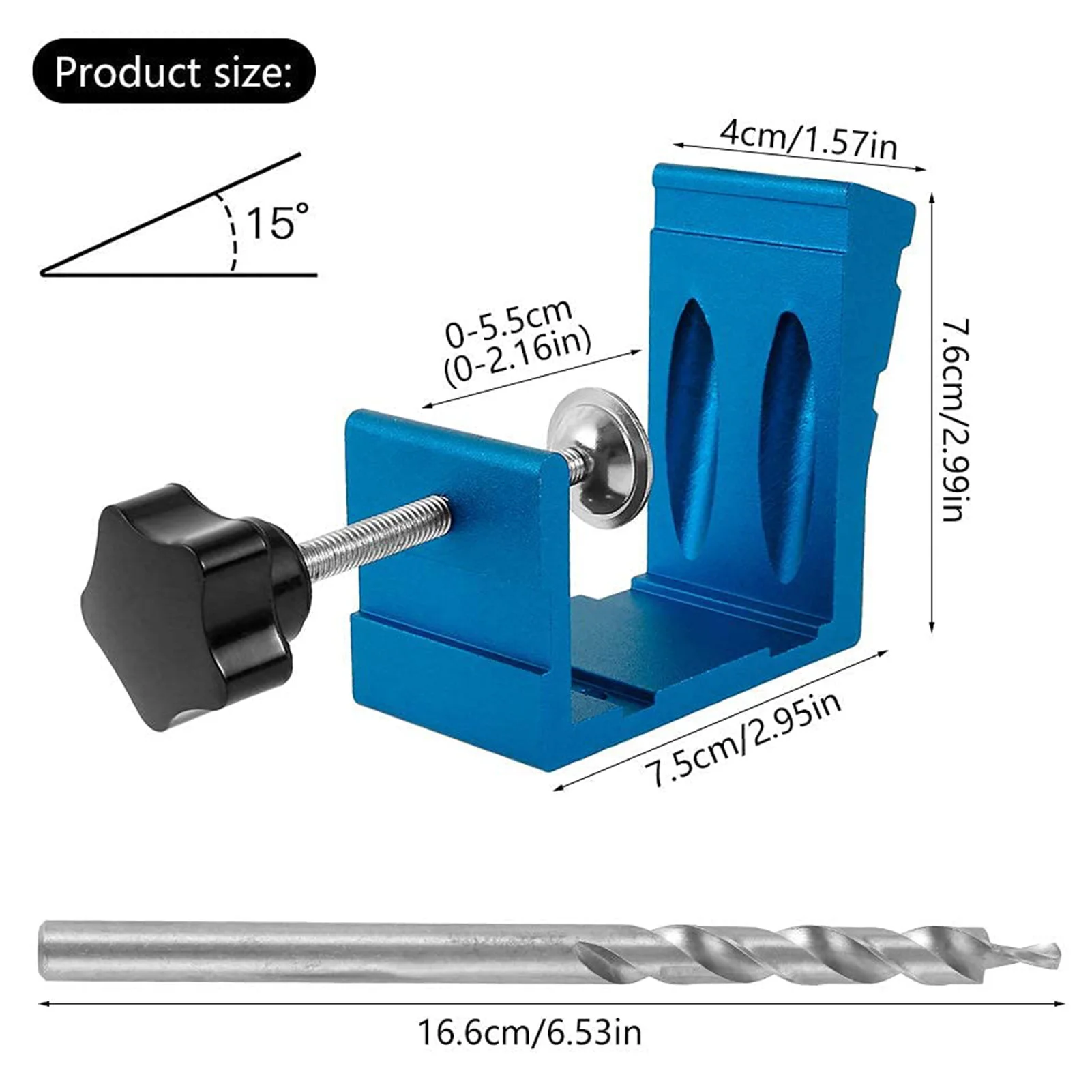 Pocket Hole Jig 15 Degree Woodworking Oblique Hole Locator Portable Pocket Hole Screw Clamp System Kit For Woodwork DIY Carpentr