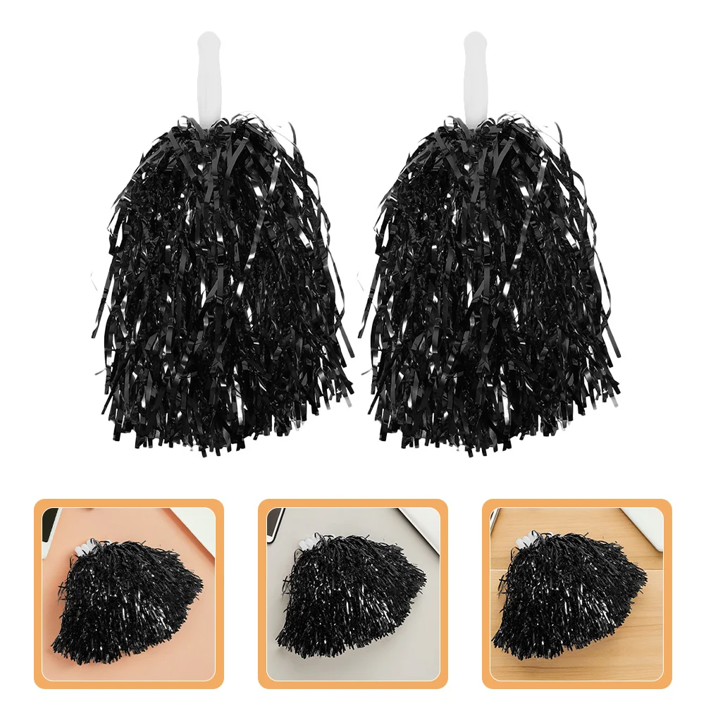

15pcs Cheerleading Pom Poms Metallic Foil Lightweight Portable For Football Basketball Sparkling Handle Compact Reusable