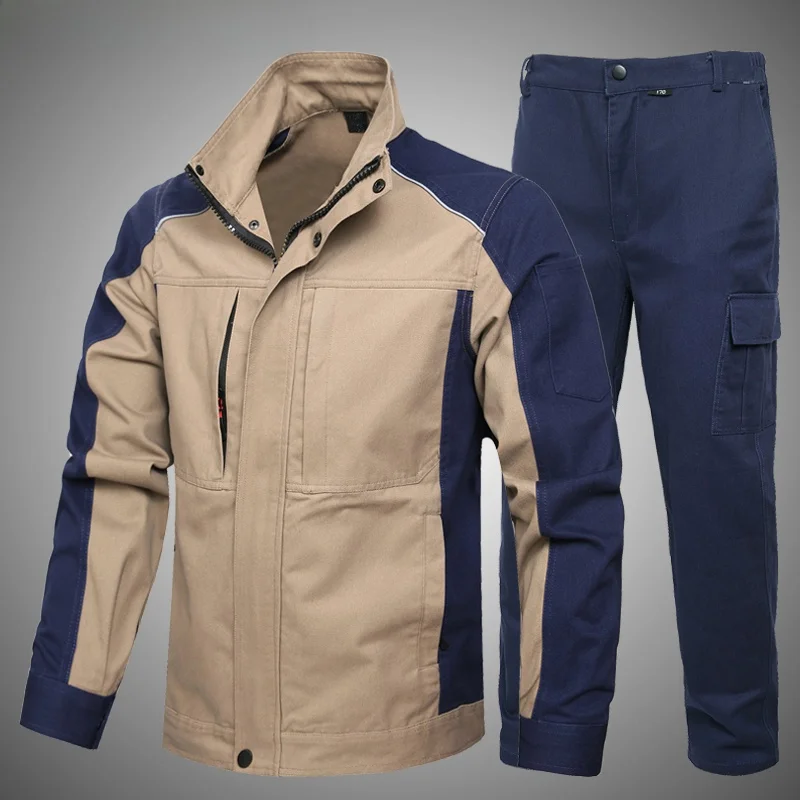 Conjunto de Ropa de Trabajo de Algodón Puro para Hombre, Resistente al Desgaste, para Soldadura, Reparación de Automóviles y Obras de Construcción