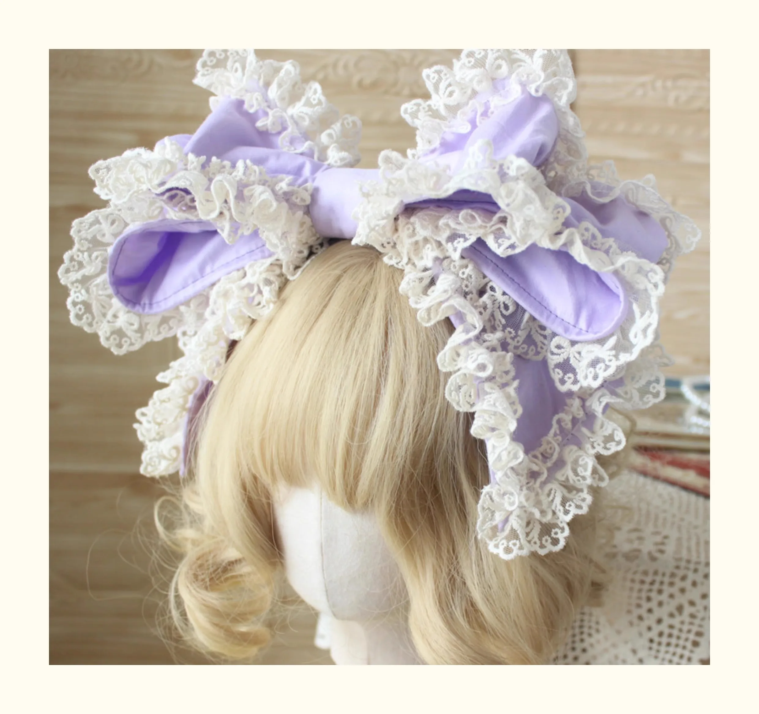 Lolita Lovely Lace Headband Hair Clips Sweet Big Bow Kawaii Victorian Hair Hoop Cosplay Cute Gothic Hairbands for Girls Women