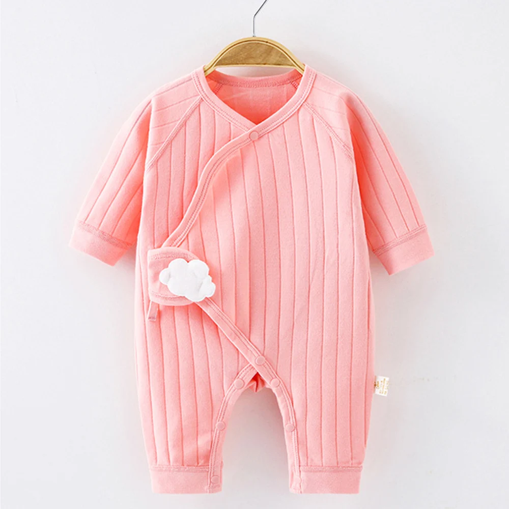 Baby Rompers Long Sleeve Cotton Solid Color Spring Autumn Newborn Clothes 0-3 Months Hospital Boy Girl Jumpsuit