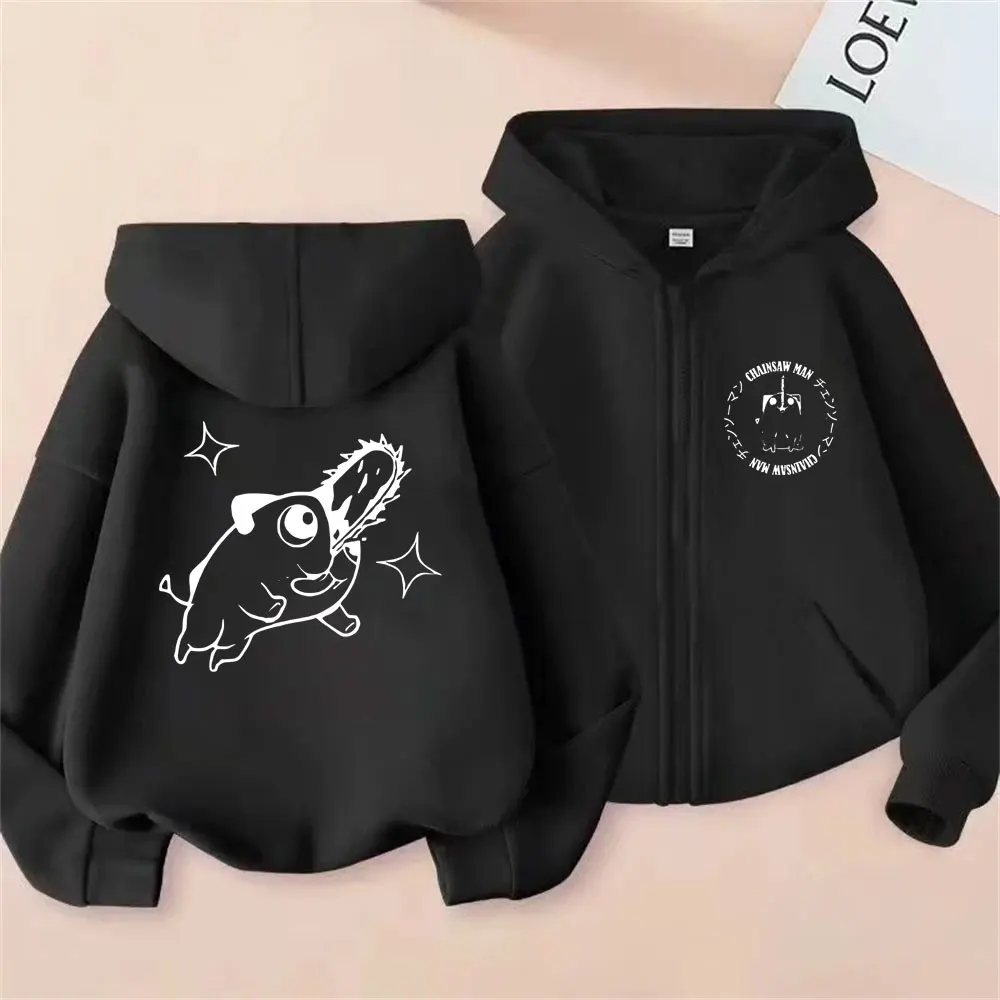 

Anime Chainsaw Man Zipper Hoodie Kawaii Funny Denji Pochita Graphic Zip Up Jacket Men Women's Manga Casual Oversized Sweatshirt