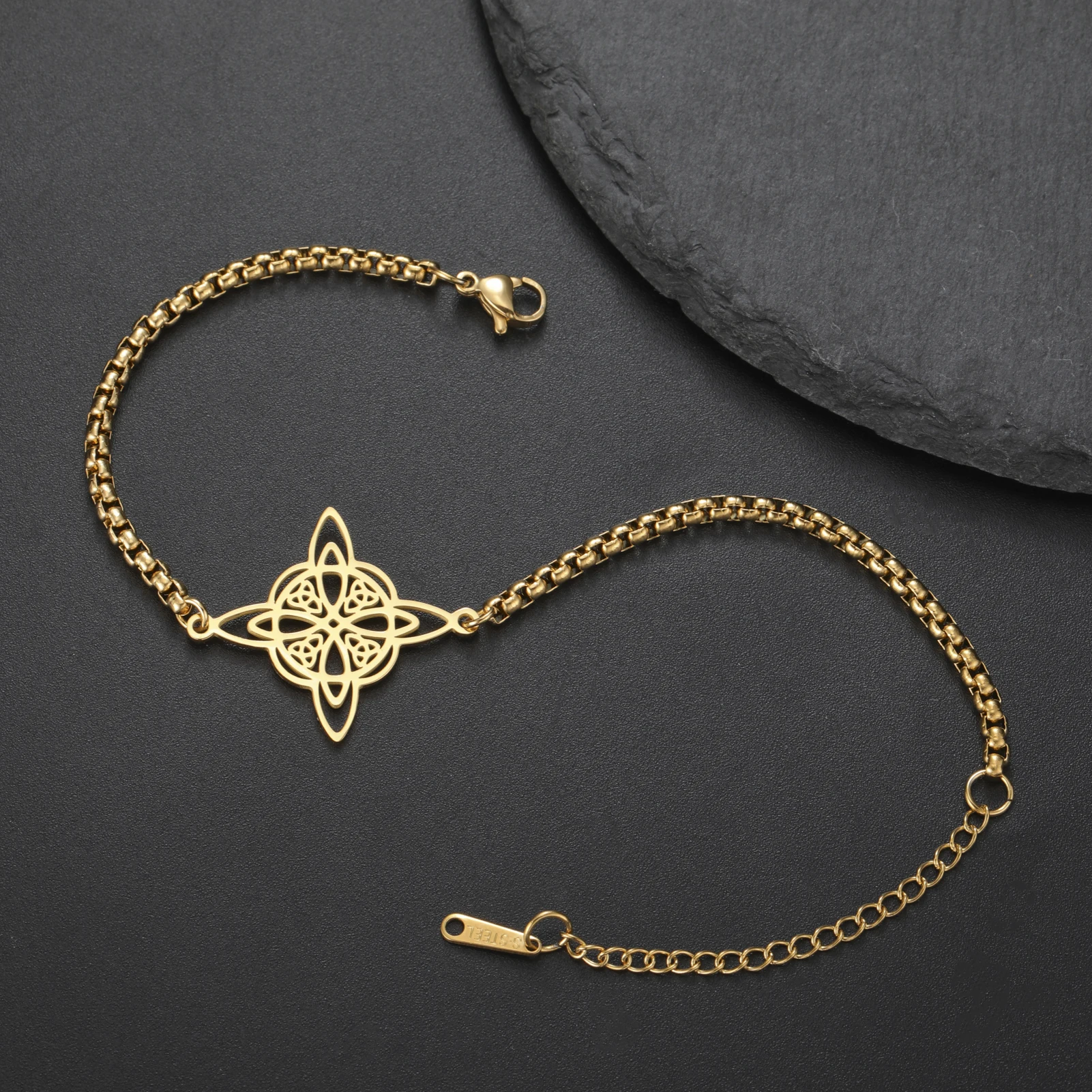COOLTIME Irish Celtics Knoten Armband Edelstahl Gold Farbe Religion Amulett Armband Hip Hop Schmuck Geburtstagsgeschenk – Detail 5
