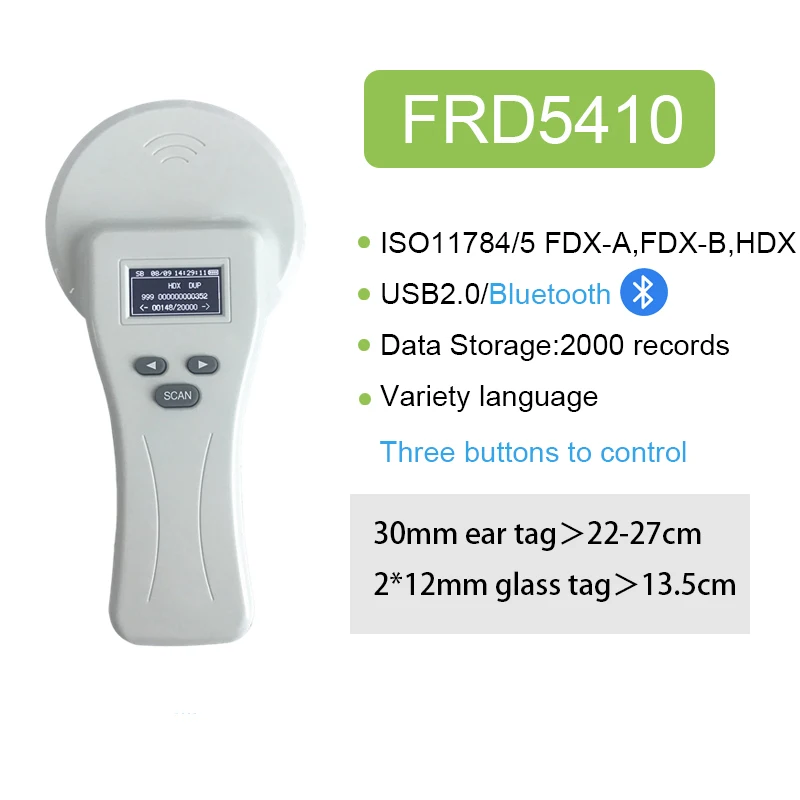 Animal Reader FDX-B FDX-A HDX Animal 134.2KHz microchip Reader 2000 records RFID Handheld Chip Scanner for rabbit cattle