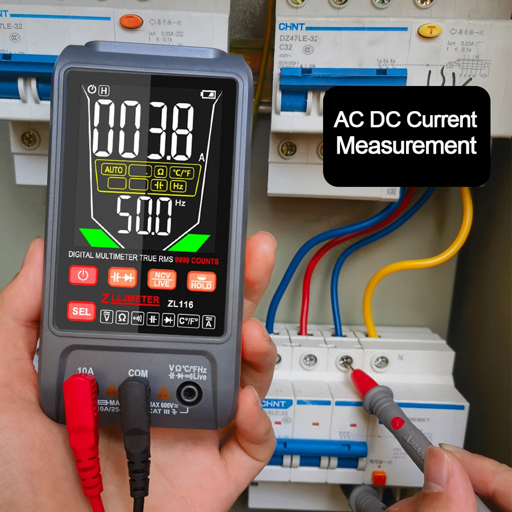 Multimetro Digital 9999 Count AC/DC Current Voltage True RMS Auto Range Capacitance Temp Ohm NCV USB Charge Multimeter Tester