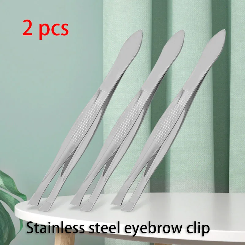 2 PCS Stainless Steel Brow Clip Nose Hair Clip Silver Diagonal Eyebrow Tweezers  Valla Tweezers Eyebrow Trimmer