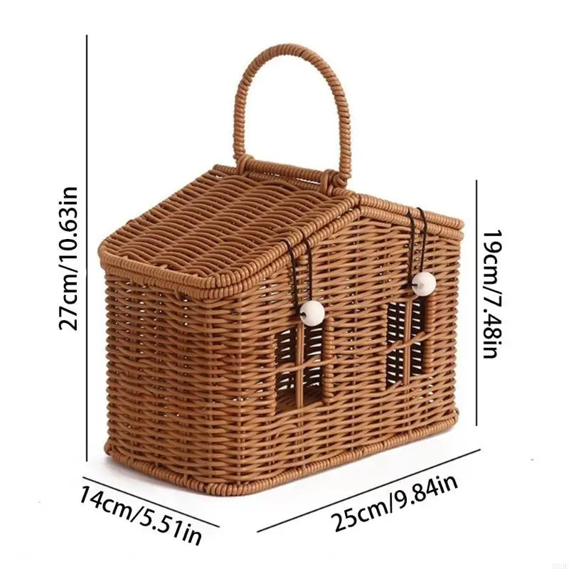 Plastic Wicker Shelf Organizers,House Plastic Storage Basket with Integrated Grip for Holding Everyday Small Items B03E