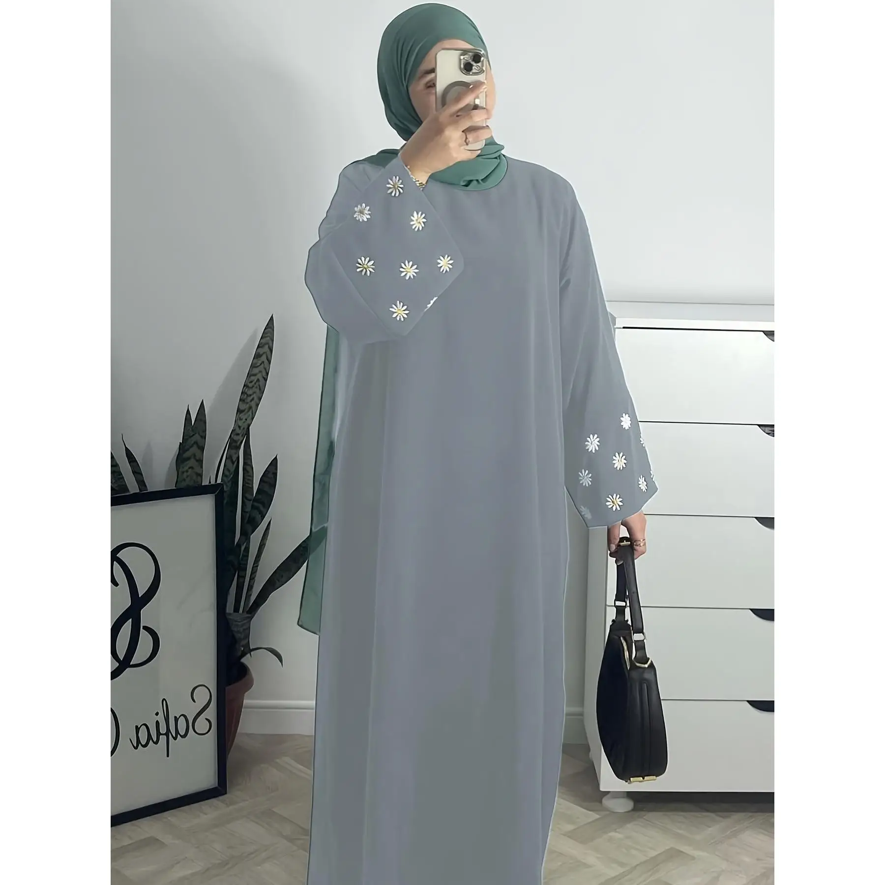 سترة مطرزة طويلة irt دكتور دبي Sle الشرق الأوسط مطبوعة كاجوال نسائية طويلة Sve مستديرة Ne Dr