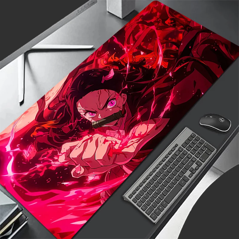 Mouse Pad Nezuko Gaming laptop tappetino per tastiera Deskmat accessori per Pc protezione per scrivania Anime Gamer tappeto Mousepads Demon Slayer XXL