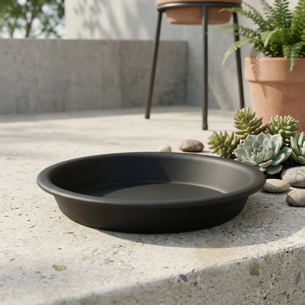 White Black Resin Plant Saucer Tray Set 4pcs Water Catcher Drip Dish For Indoor Outdoor Potted Plants Flower Pot Accessories
