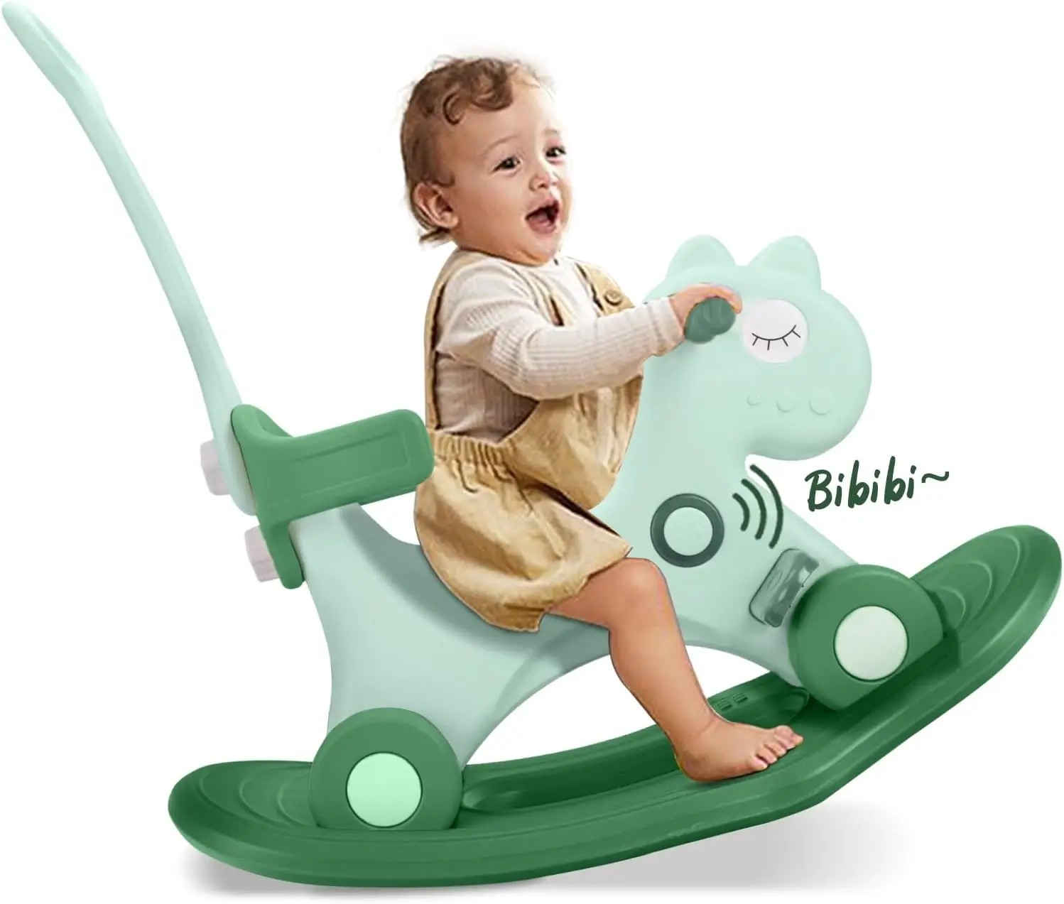 Balancín 4 en 1 para niños pequeños de 1 a 3 años, juguete para montar en bicicleta de equilibrio con mango de empuje, respaldo y tabla de equilibrio para bebé