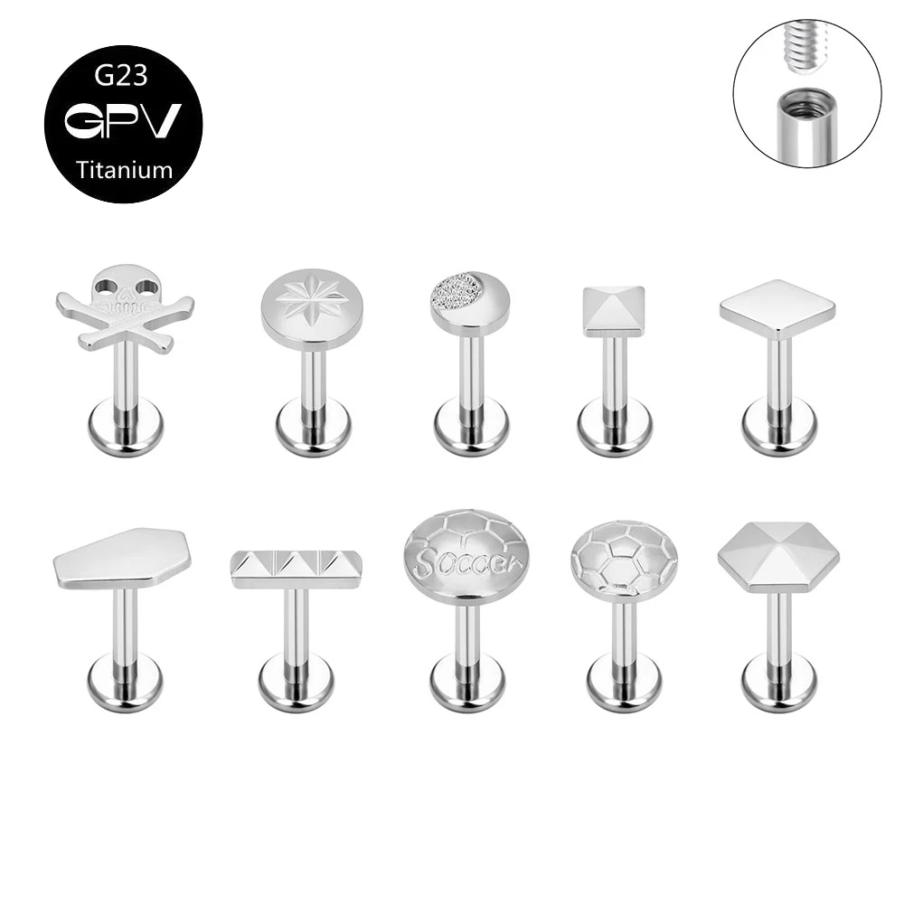 G23 Titanium 12 Style Earbone Studs Vacuum Gold Plated Male And Female Personalized Earscreen Perforated Jewelry Earnails