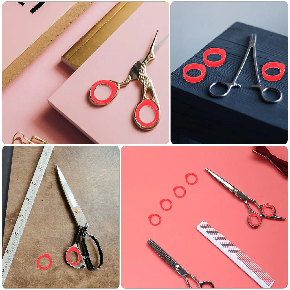 

4Pcs Scissors Silicone Finger Rings Non-Skid Supple Protective Covers for Pet and Hairdressing Scissors Accessories Grip