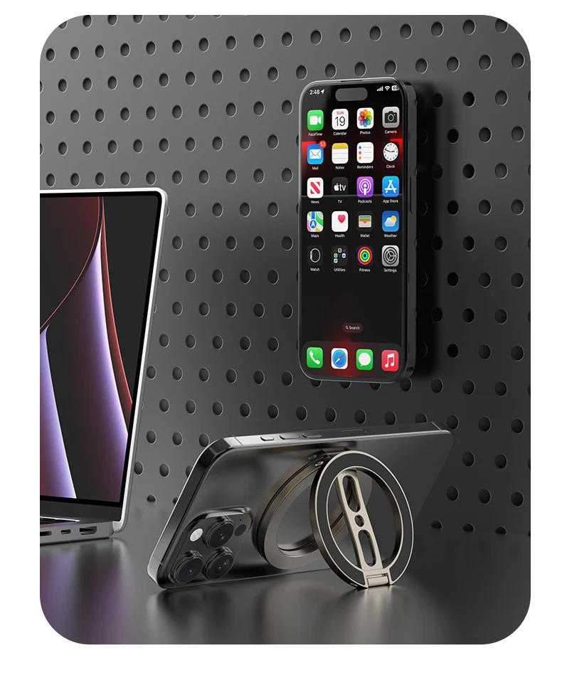 Starker Magnetischer Telefonhalter für MagSafe Doppelseitiger Magnet-Fingerring-Ständer für Desktop-Fitness Klappbare Halterung für Phone 17 16 – Detail 17
