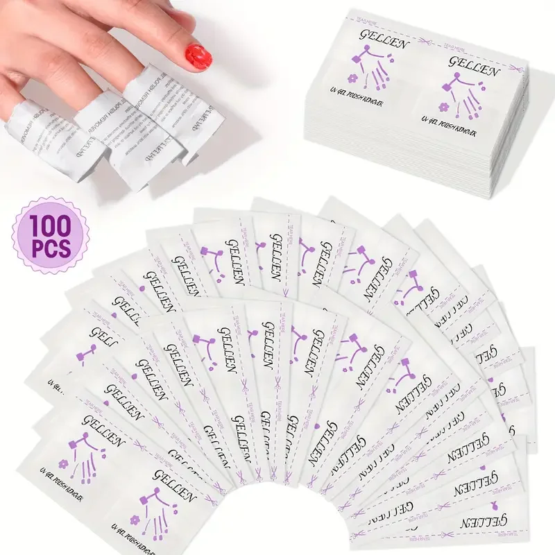 

100pc Nail Polish Remover Pads Acetone Nail Polish Remover Wipe Professional Individually Wrapped Wet Wipes Rapidly Remove Gel