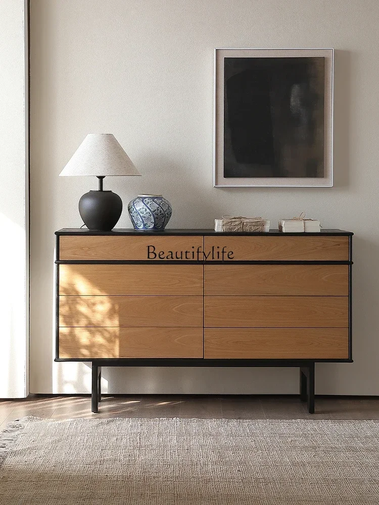 LX 和風 サンド レトロスタイル 無垢材 ダイニングサイド シックスバケットキャビネット 中世風収納 ログカラー 収納キャビネット SSS