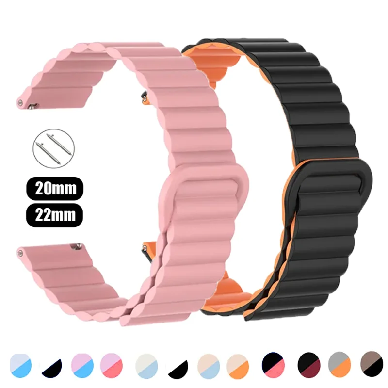 Silicone Magnetic Loop For Amazfit GTS 4/2/Mini/2e/GTR 3 pro/GTR4/stratos belt 20mm 22mm watch strap bracelet amazfit bip u pro